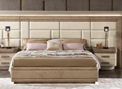Schlafzimmermöbel Bett Massiv Beige Italienische Möbel Holz Doppelbett